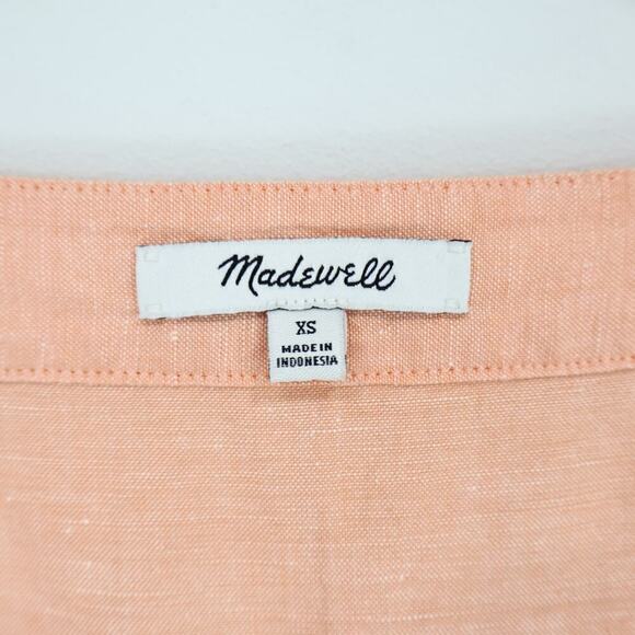 Madewell Linen Blend Allie Square Neck Mini Dress Faded Sunset Size XS - Picture 4 of 8